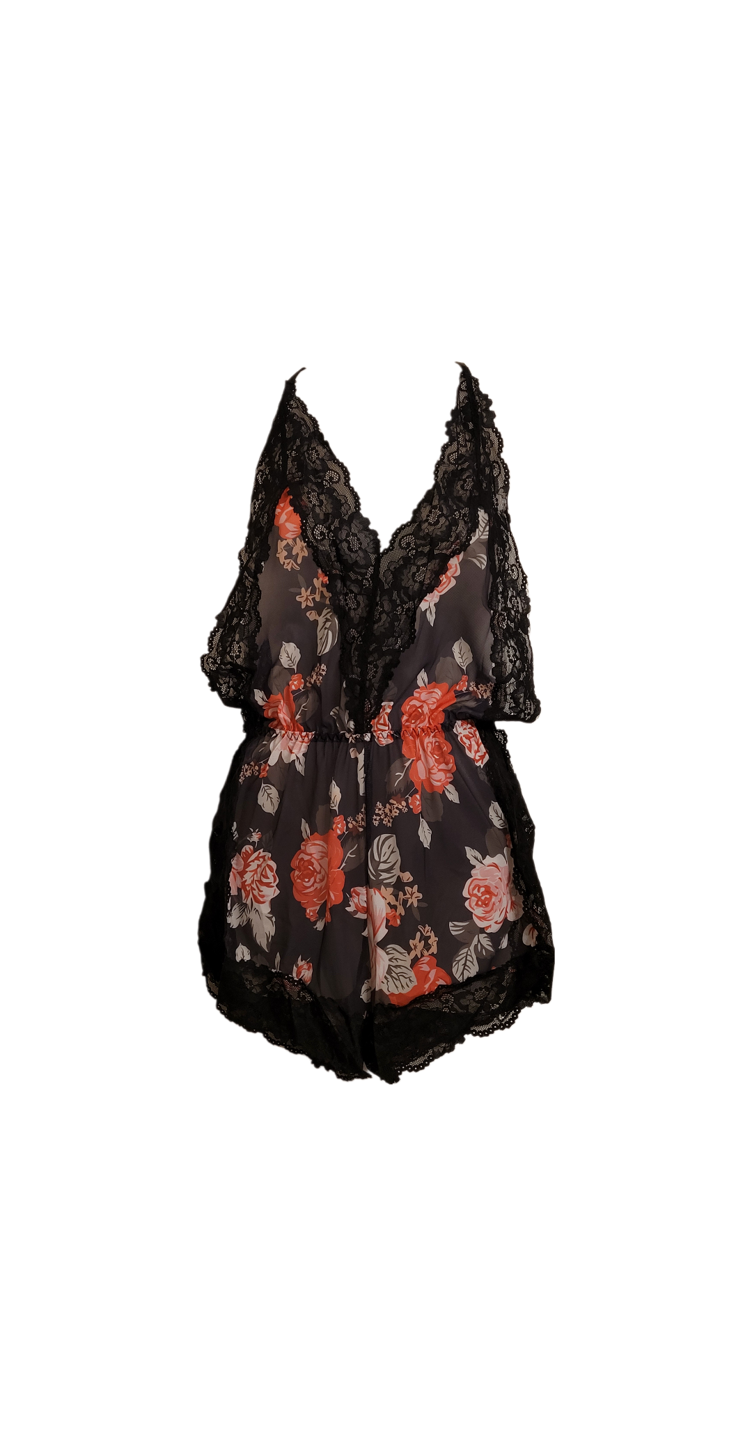 Fields of Night Black Floral Romper