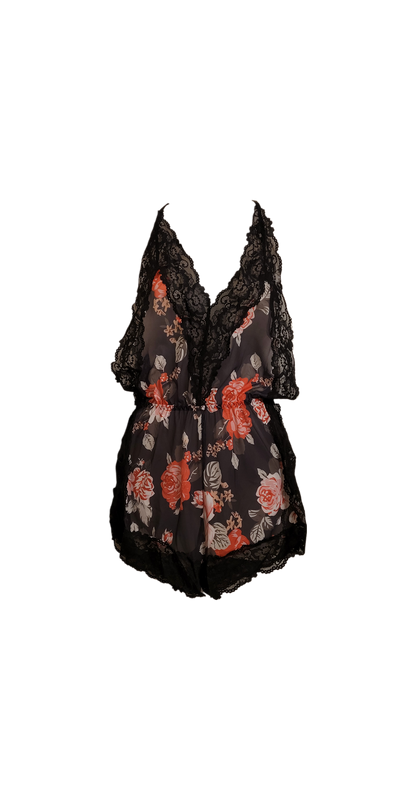Fields of Night Black Floral Romper