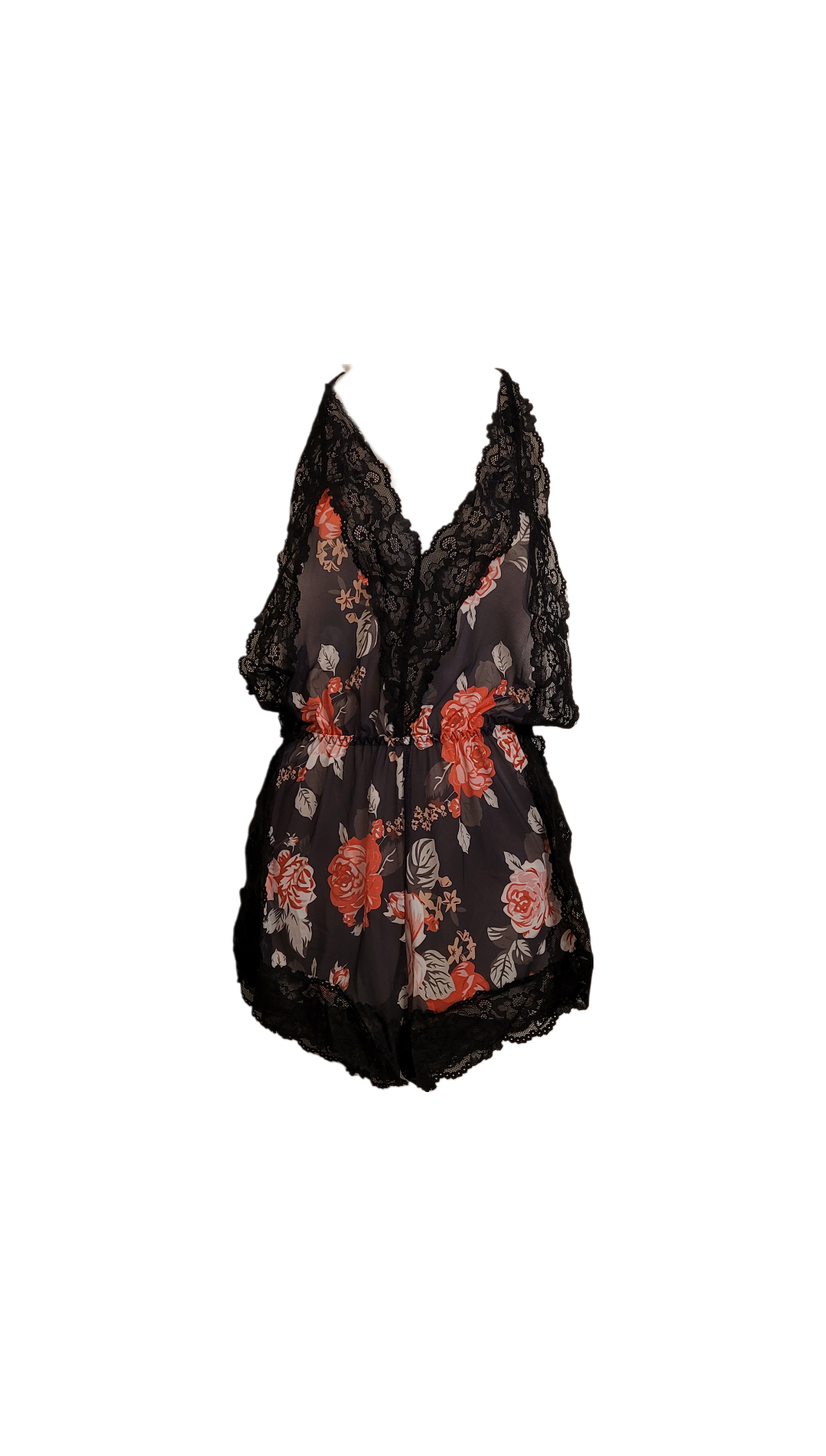 Fields of Night Black Floral Romper