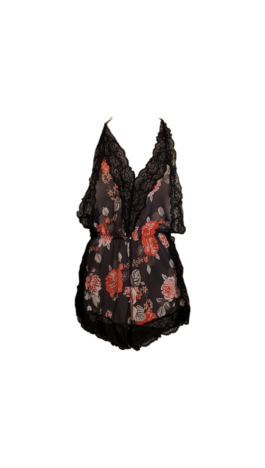 Fields of Night Black Floral Romper