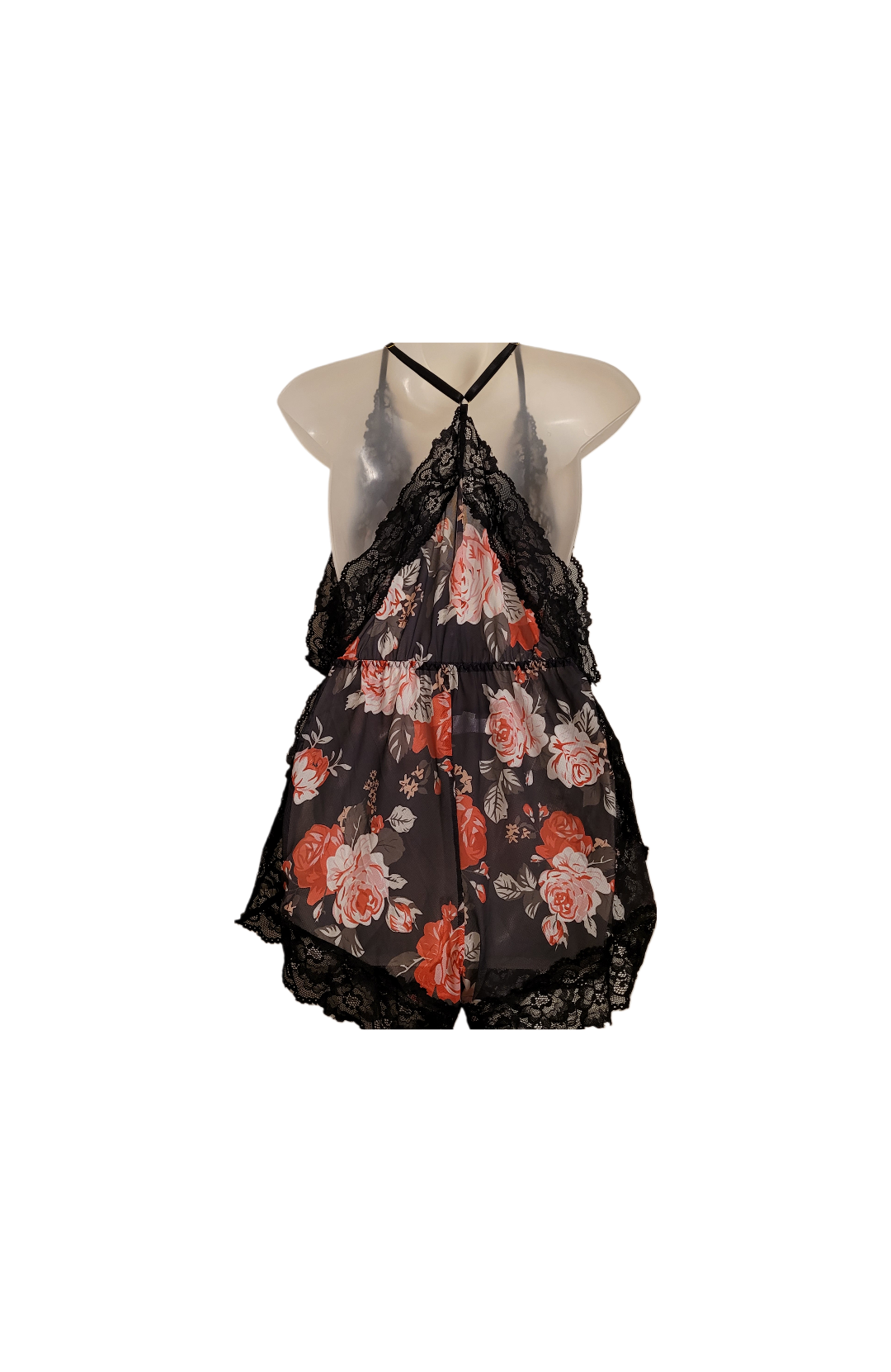 Fields of Night Black Floral Romper